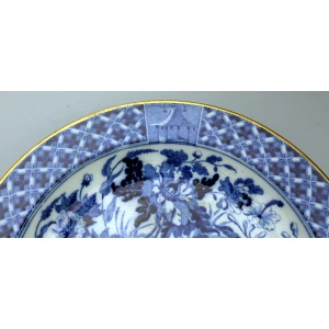 A rare antique Georgian B&W transferware Wedgwood pottery hibiscus Soup Plate C.1810