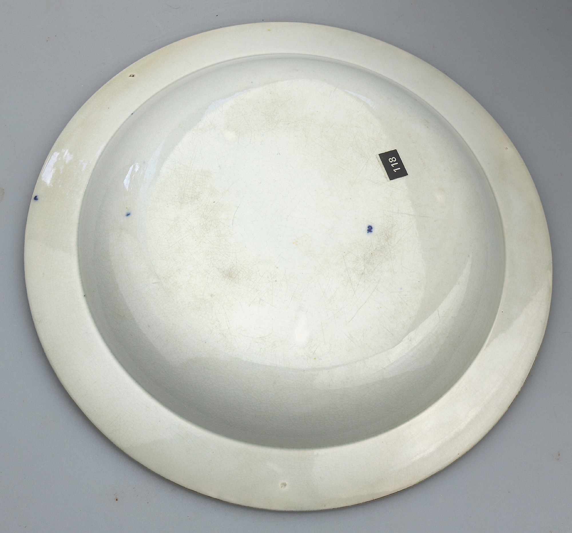 A rare antique Georgian B&W transferware Wedgwood pottery hibiscus Soup Plate C.1810