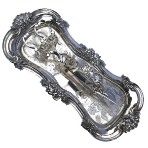 An attractive and good pair of silver plate Candle Wick Snuffer on Stand C.19thC