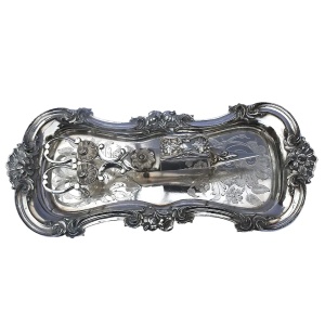 An attractive and good pair of silver plate Candle Wick Snuffer on Stand C.19thC