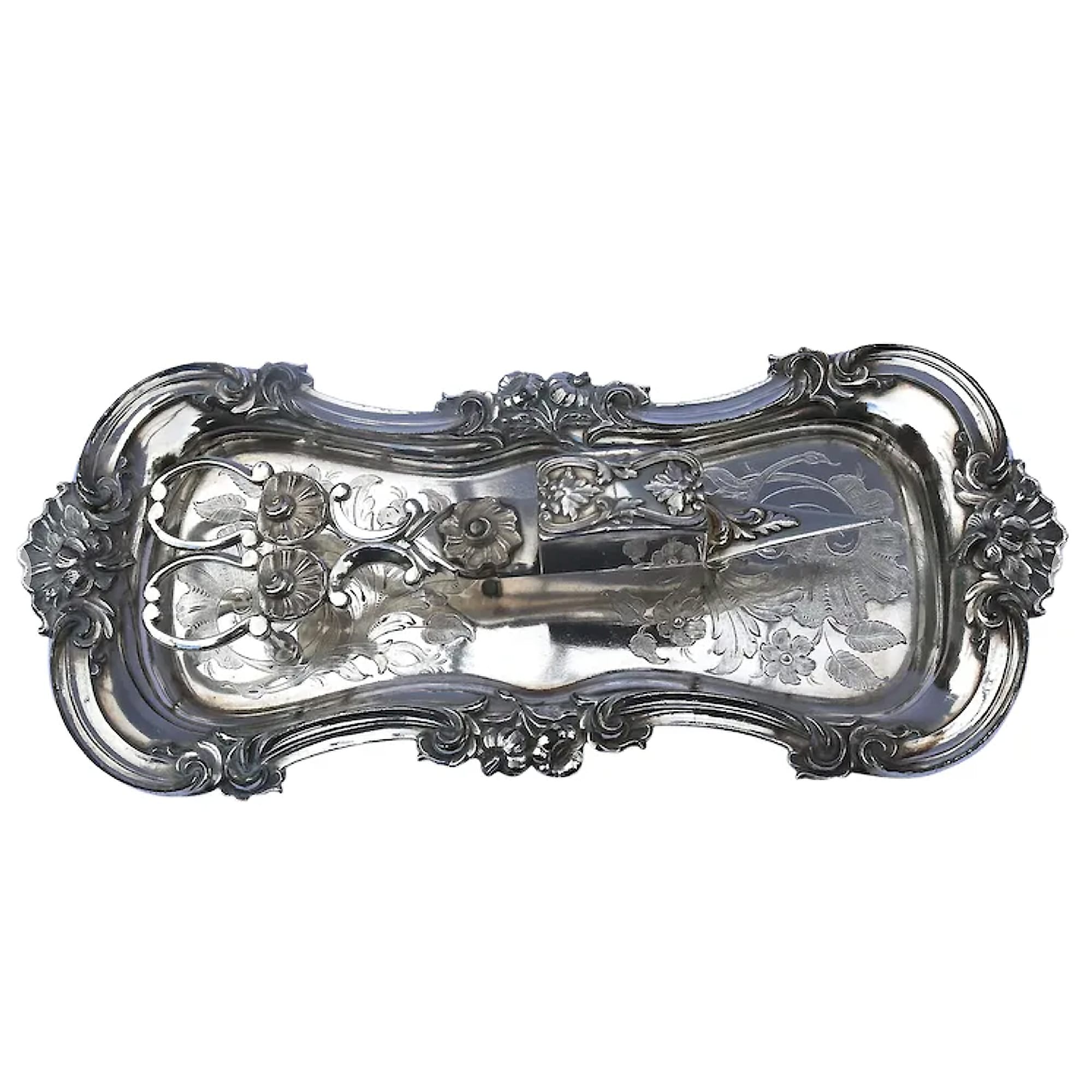 An attractive and good pair of silver plate Candle Wick Snuffer on Stand C.19thC