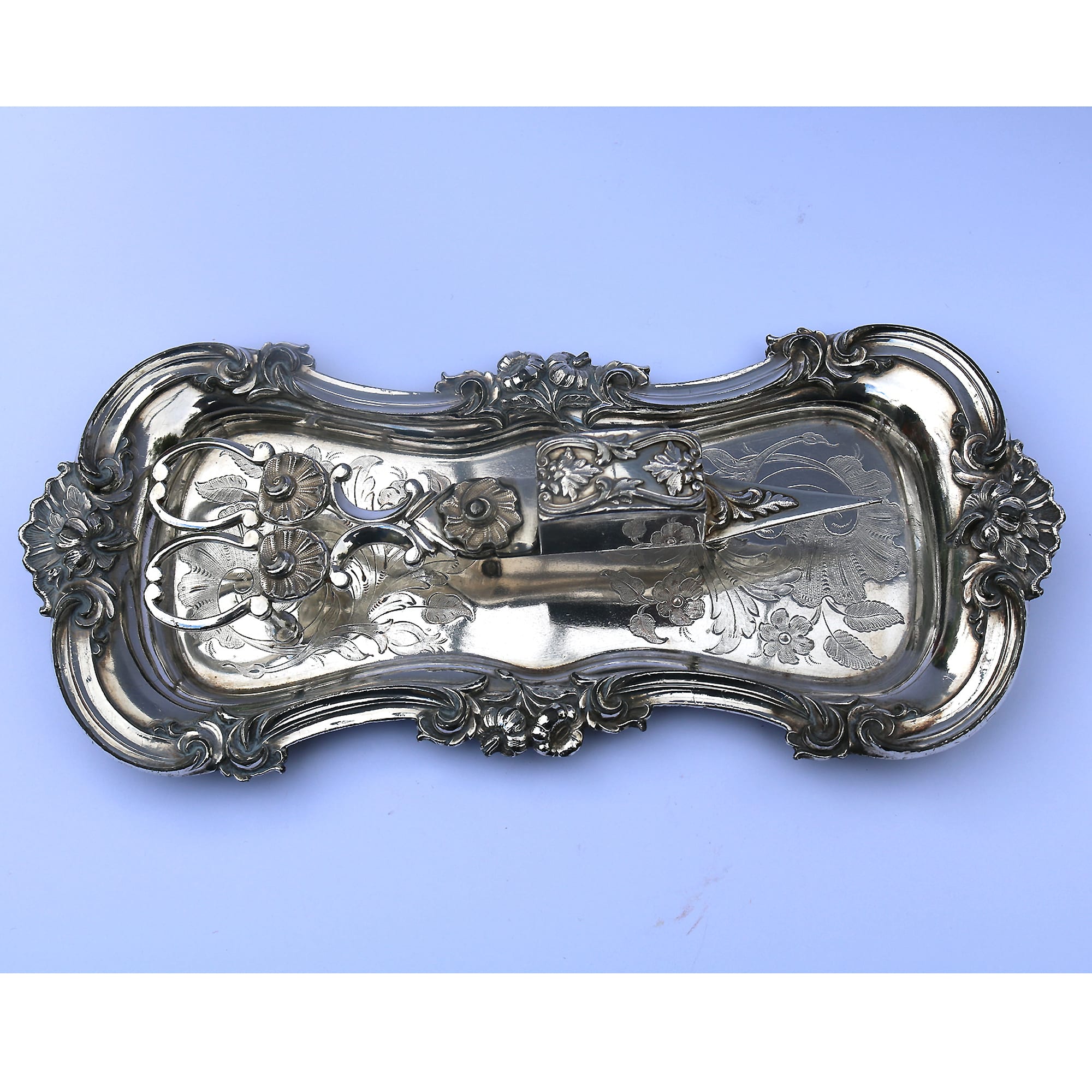 An attractive and good pair of silver plate Candle Wick Snuffer on Stand C.19thC