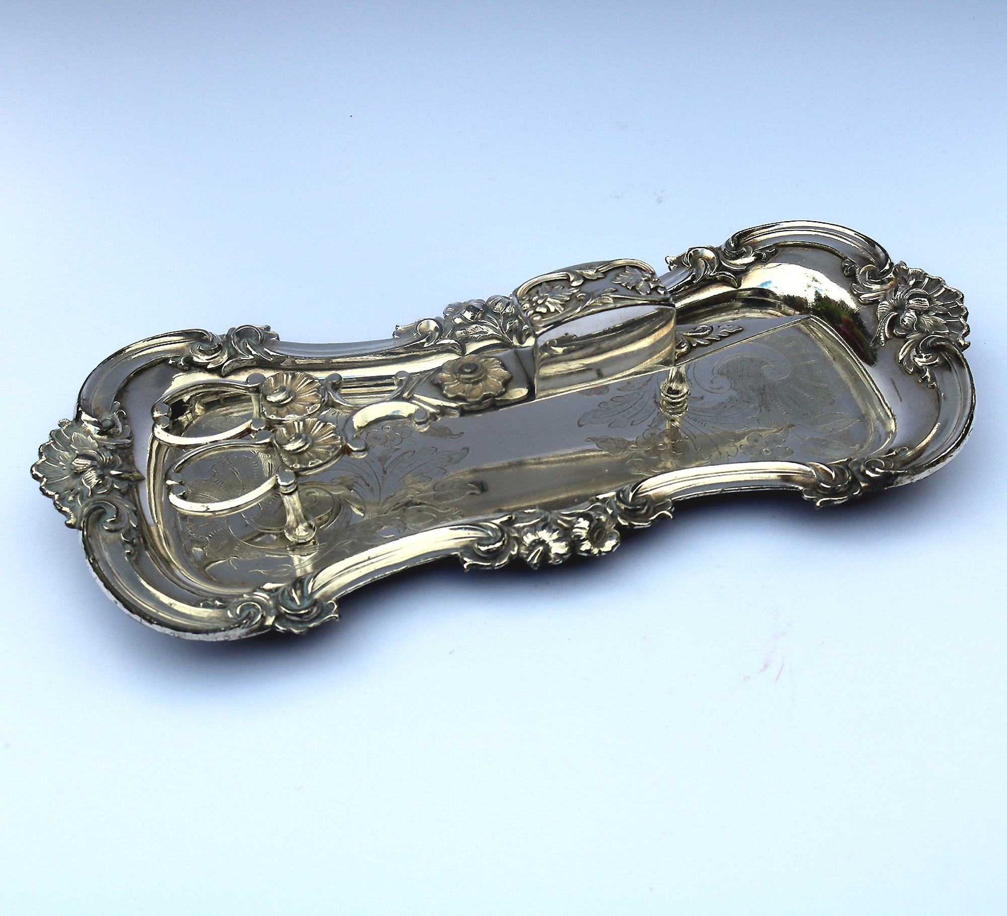 An attractive and good pair of silver plate Candle Wick Snuffer on Stand C.19thC