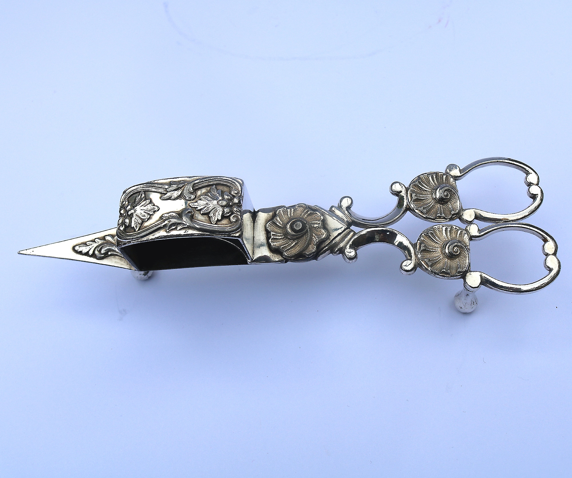 An attractive and good pair of silver plate Candle Wick Snuffer on Stand C.19thC