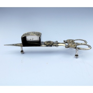 An attractive and good pair of silver plate Candle Wick Snuffer on Stand C.19thC