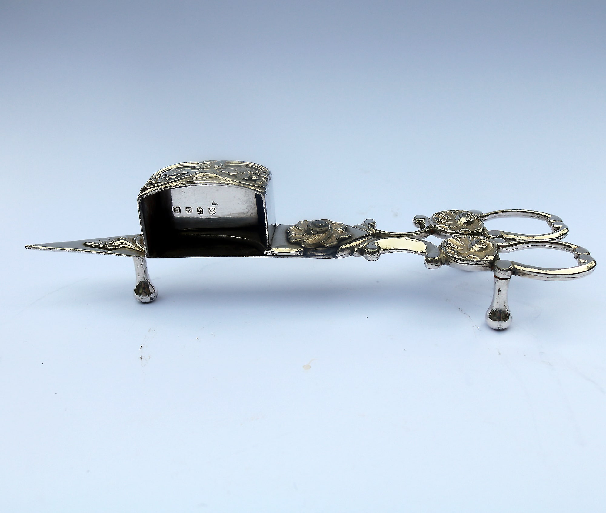 An attractive and good pair of silver plate Candle Wick Snuffer on Stand C.19thC