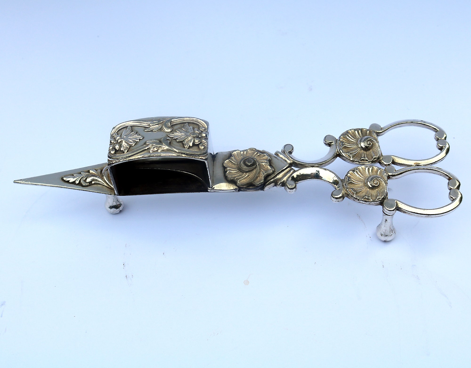 An attractive and good pair of silver plate Candle Wick Snuffer on Stand C.19thC