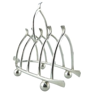 An antique novelty silver plated lucky Chicken Wishbone Toast Rack C.1920