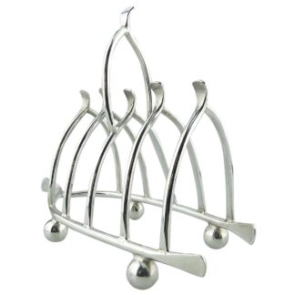 An antique novelty silver plated lucky Chicken Wishbone Toast Rack C.1920