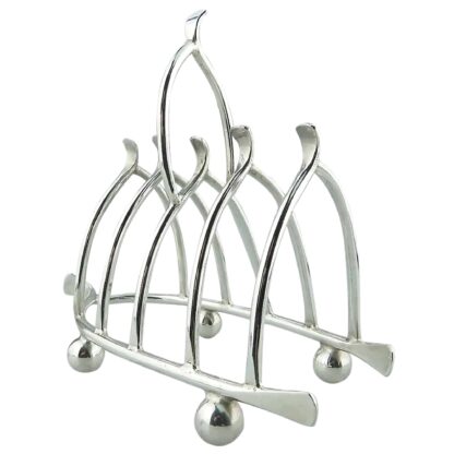 An antique novelty silver plated lucky Chicken Wishbone Toast Rack C.1920