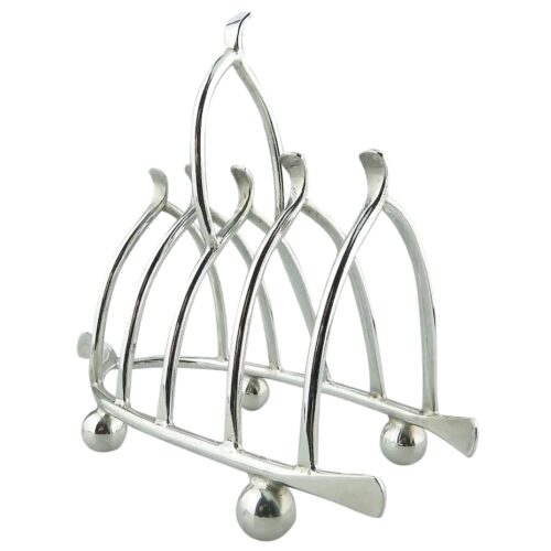 An antique novelty silver plated lucky Chicken Wishbone Toast Rack C.1920