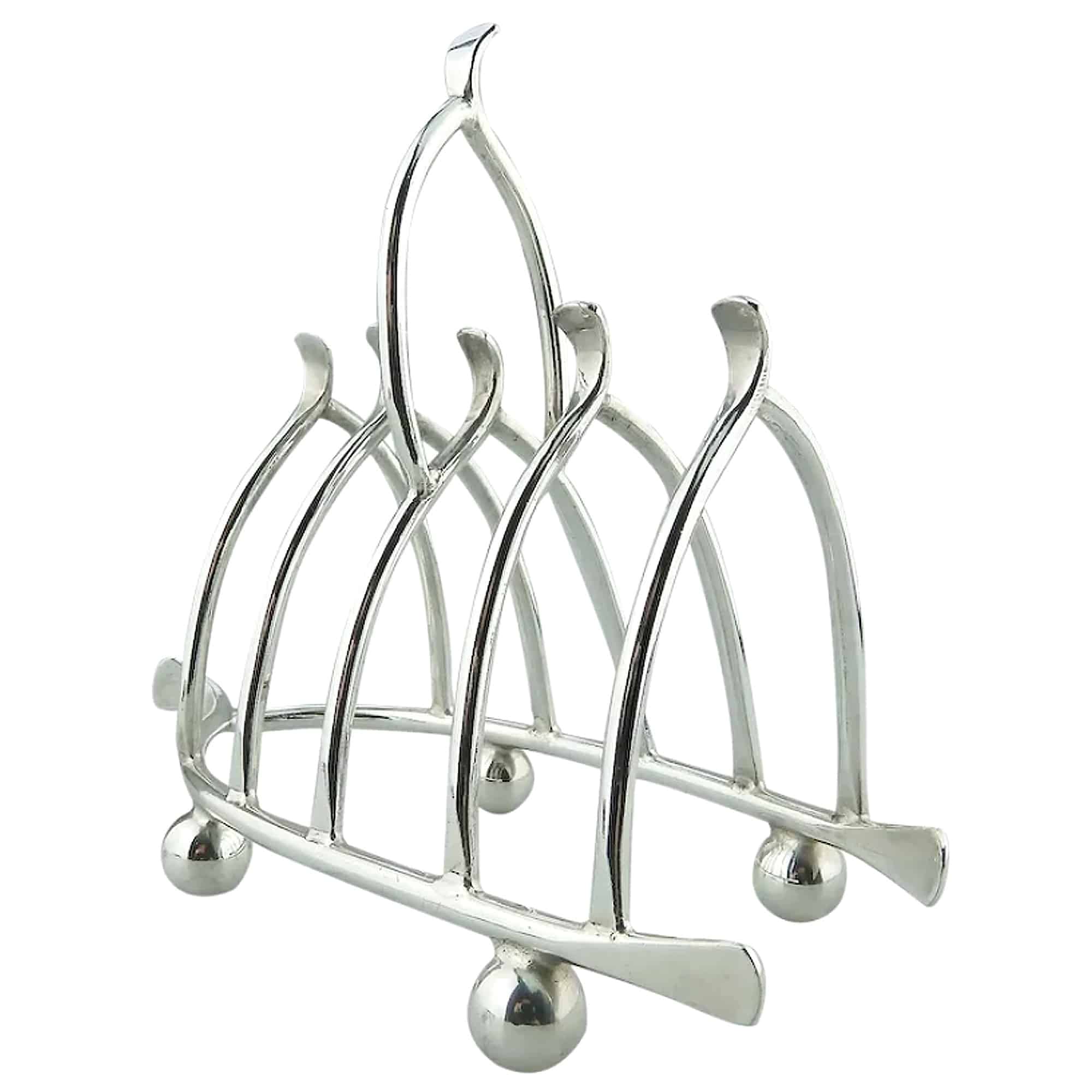 An antique novelty silver plated lucky Chicken Wishbone Toast Rack C.1920