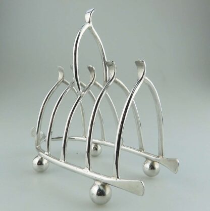 An antique novelty silver plated lucky Chicken Wishbone Toast Rack C.1920 - Image 6
