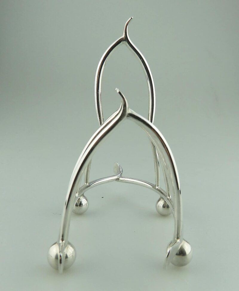 An antique novelty silver plated lucky Chicken Wishbone Toast Rack C.1920