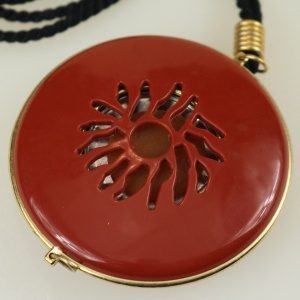 Vintage Yves Saint Laurent designer Opium Solid Perfume Pendant Necklace 1980's