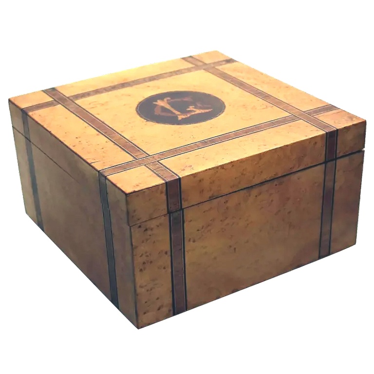 A good quality & very pretty antique Victorian inlaid & cross banded Box C.19thC