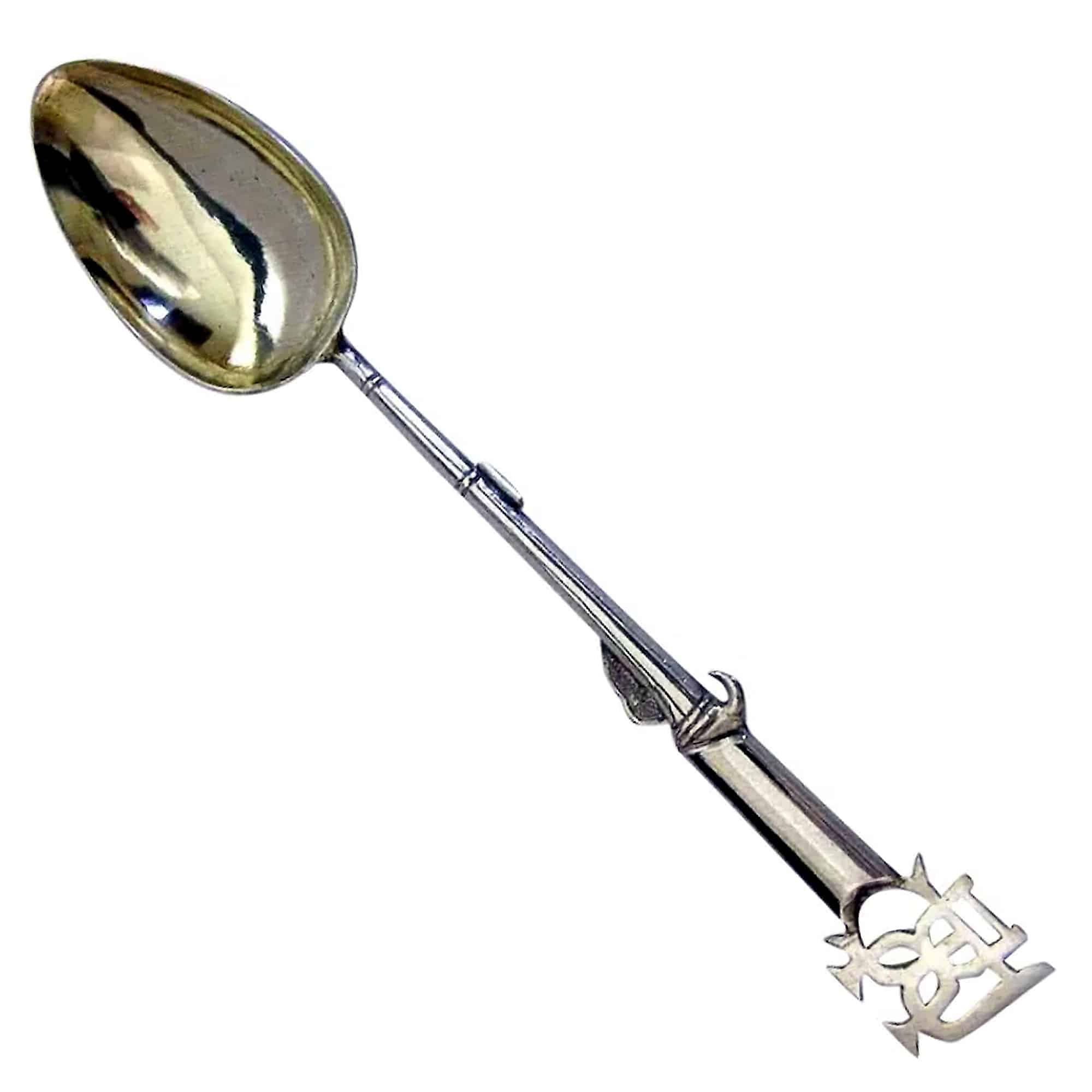 An extremely rare antique Chinese solid silver novelty Rifle Spoon Kwan Wo C.1880+
