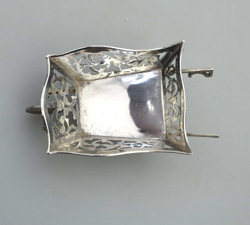 A rare antique English solid silver novelty pierced Wheelbarrow BonBon Dish C.1908