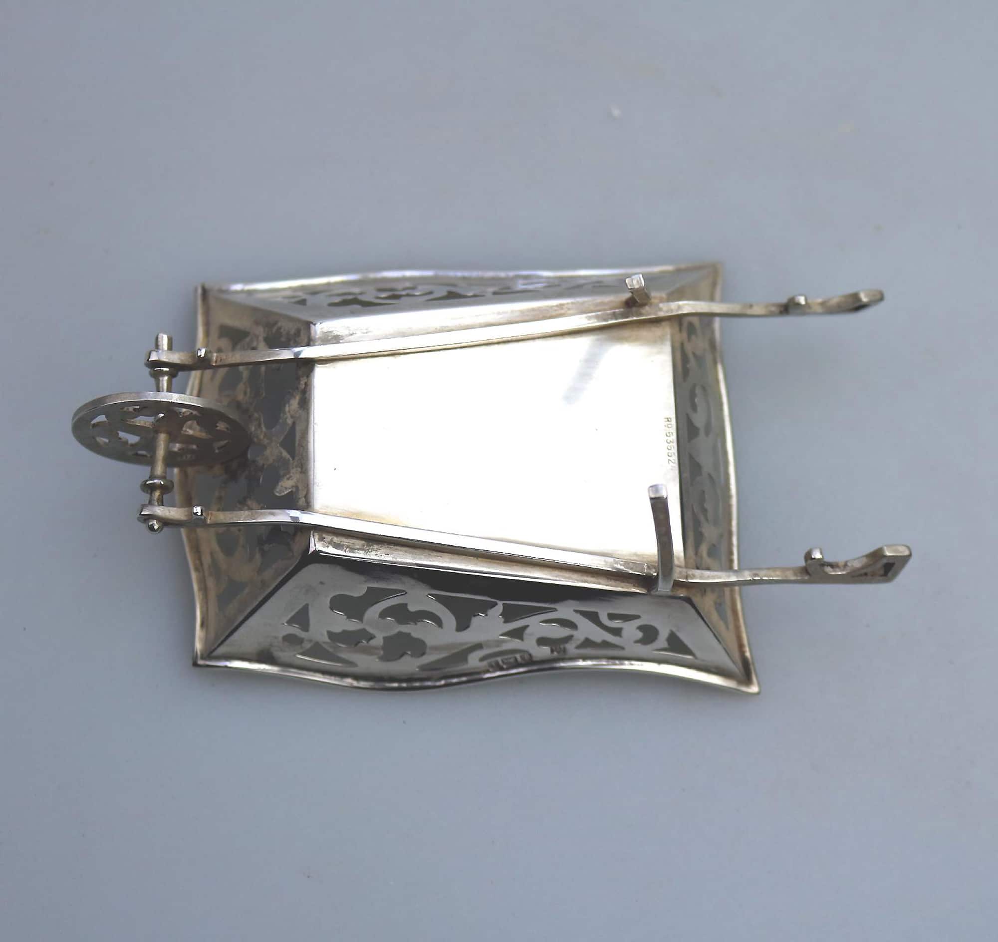 A rare antique English solid silver novelty pierced Wheelbarrow BonBon Dish C.1908