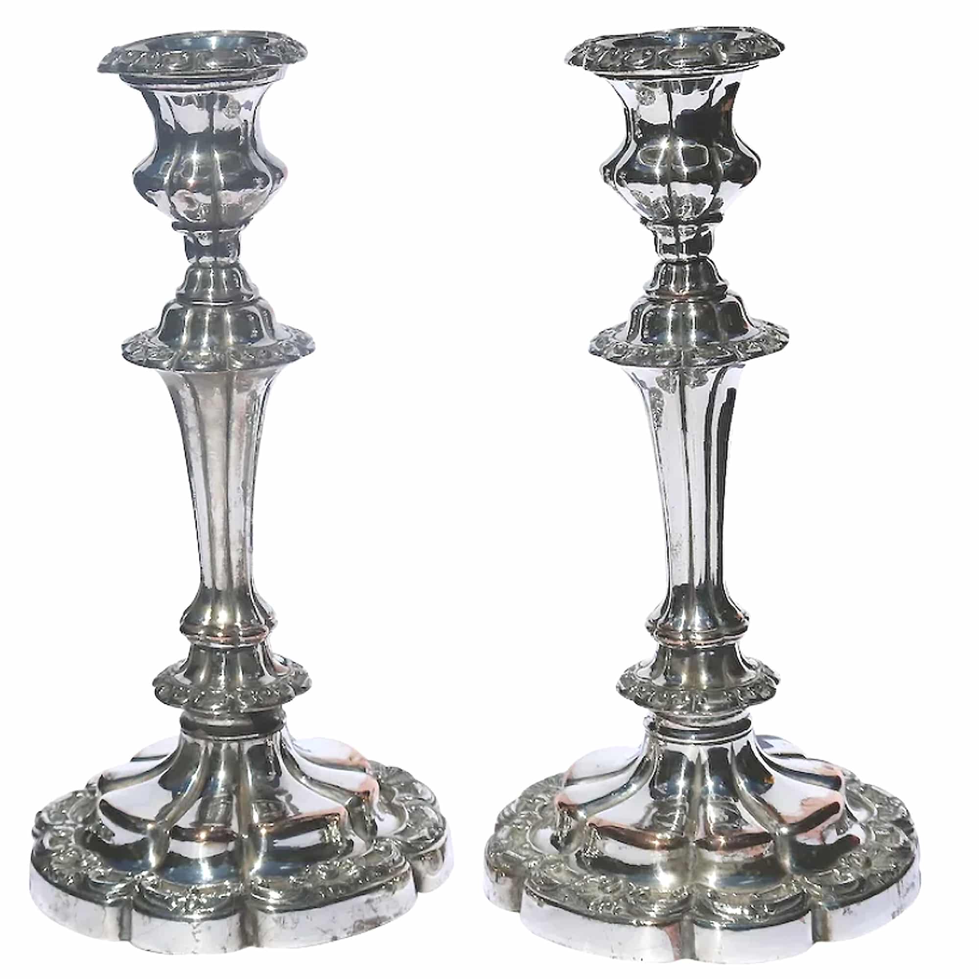 A good pair of antique Georgian Old Sheffield Plate Candlesticks C.early 19thC