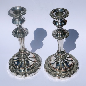 A good pair of antique Georgian Old Sheffield Plate Candlesticks C.early 19thC