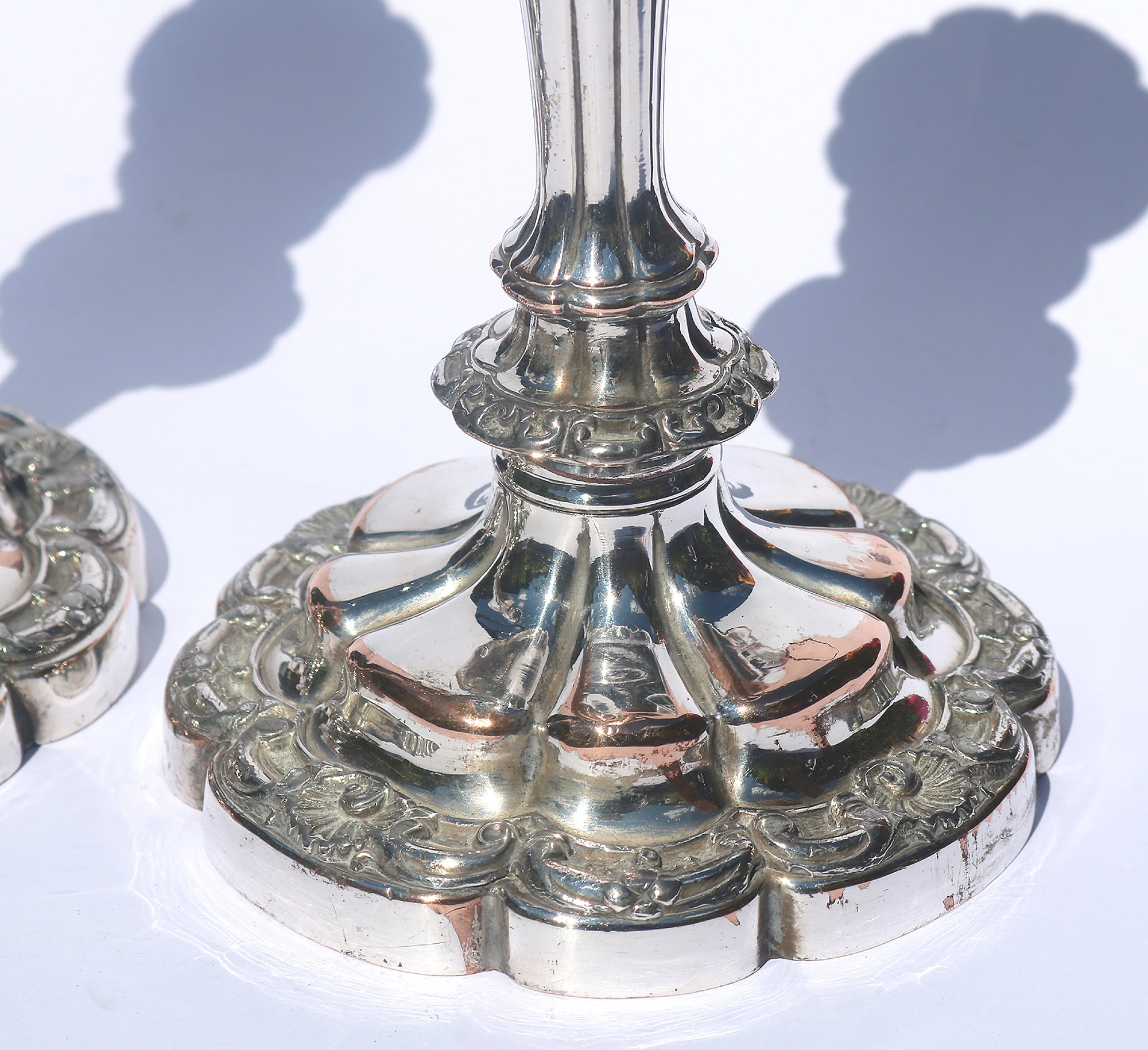 A good pair of antique Georgian Old Sheffield Plate Candlesticks C.early 19thC