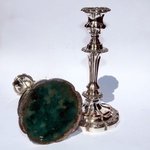 A good pair of antique Georgian Old Sheffield Plate Candlesticks C.early 19thC