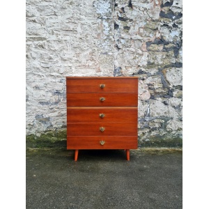 Vintage Chest Of Drawers Teak Five Drawers Cabinet