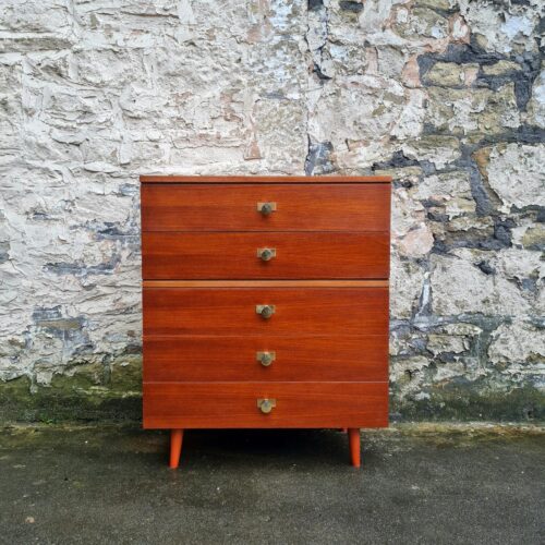 Vintage Chest Of Drawers Teak Five Drawers Cabinet