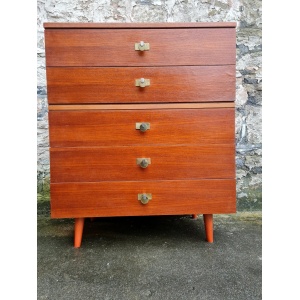 Vintage Chest Of Drawers Teak Five Drawers Cabinet