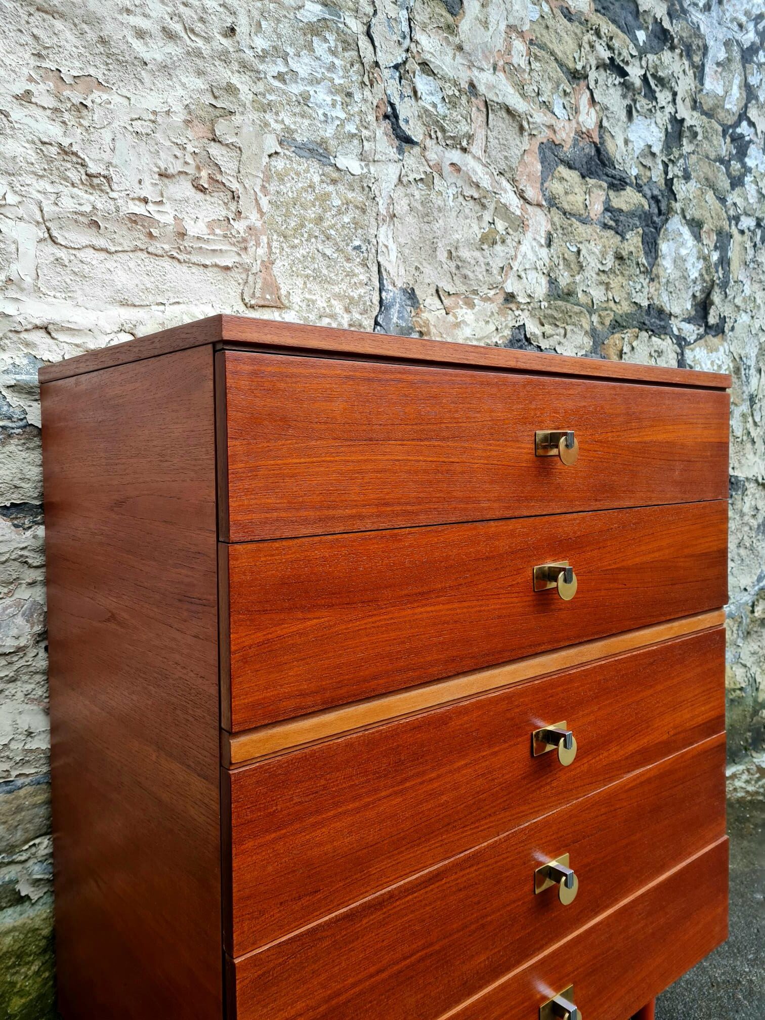 Vintage Chest Of Drawers Teak Five Drawers Cabinet