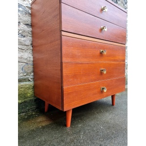 Vintage Chest Of Drawers Teak Five Drawers Cabinet