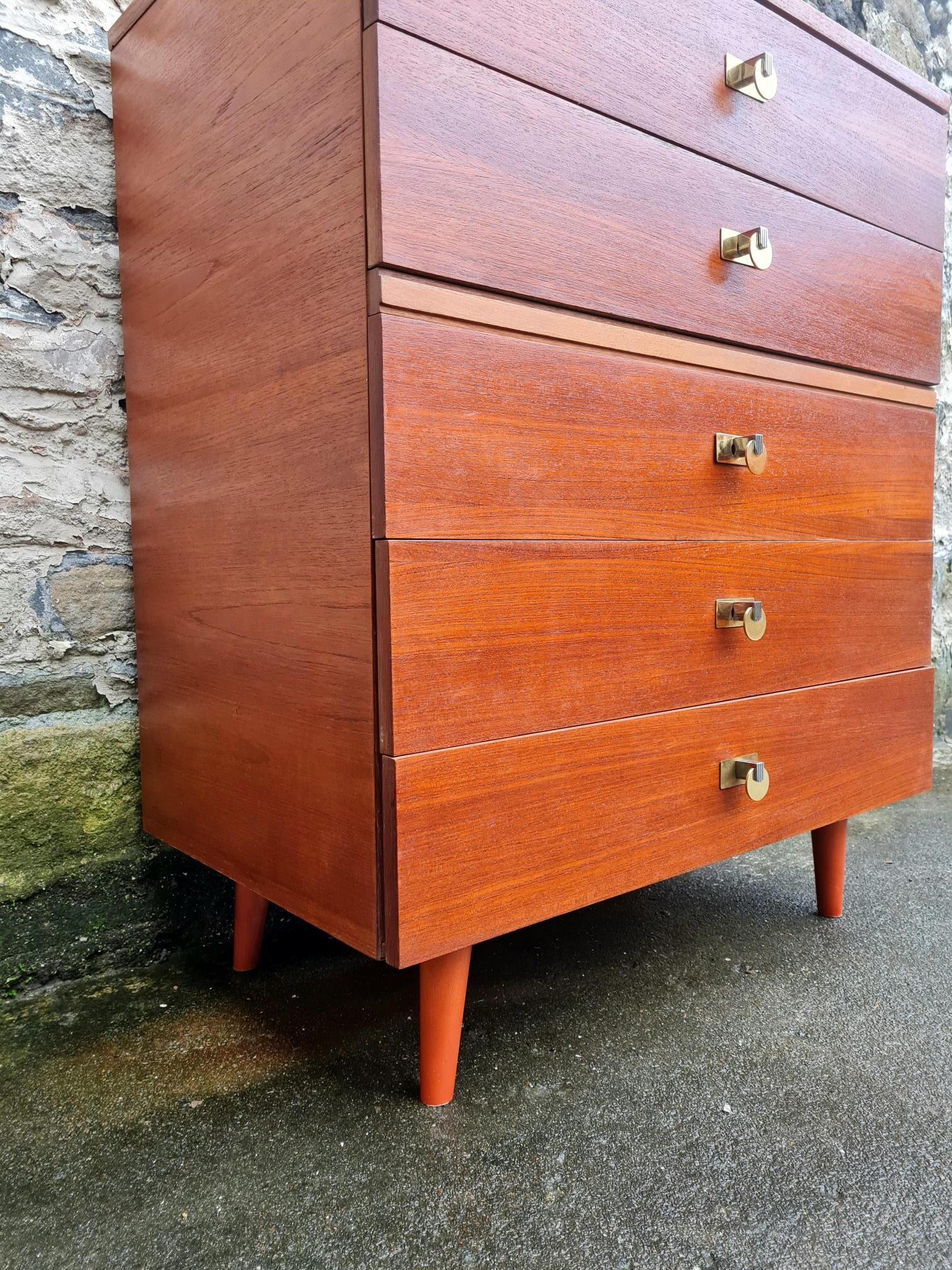 Vintage Chest Of Drawers Teak Five Drawers Cabinet