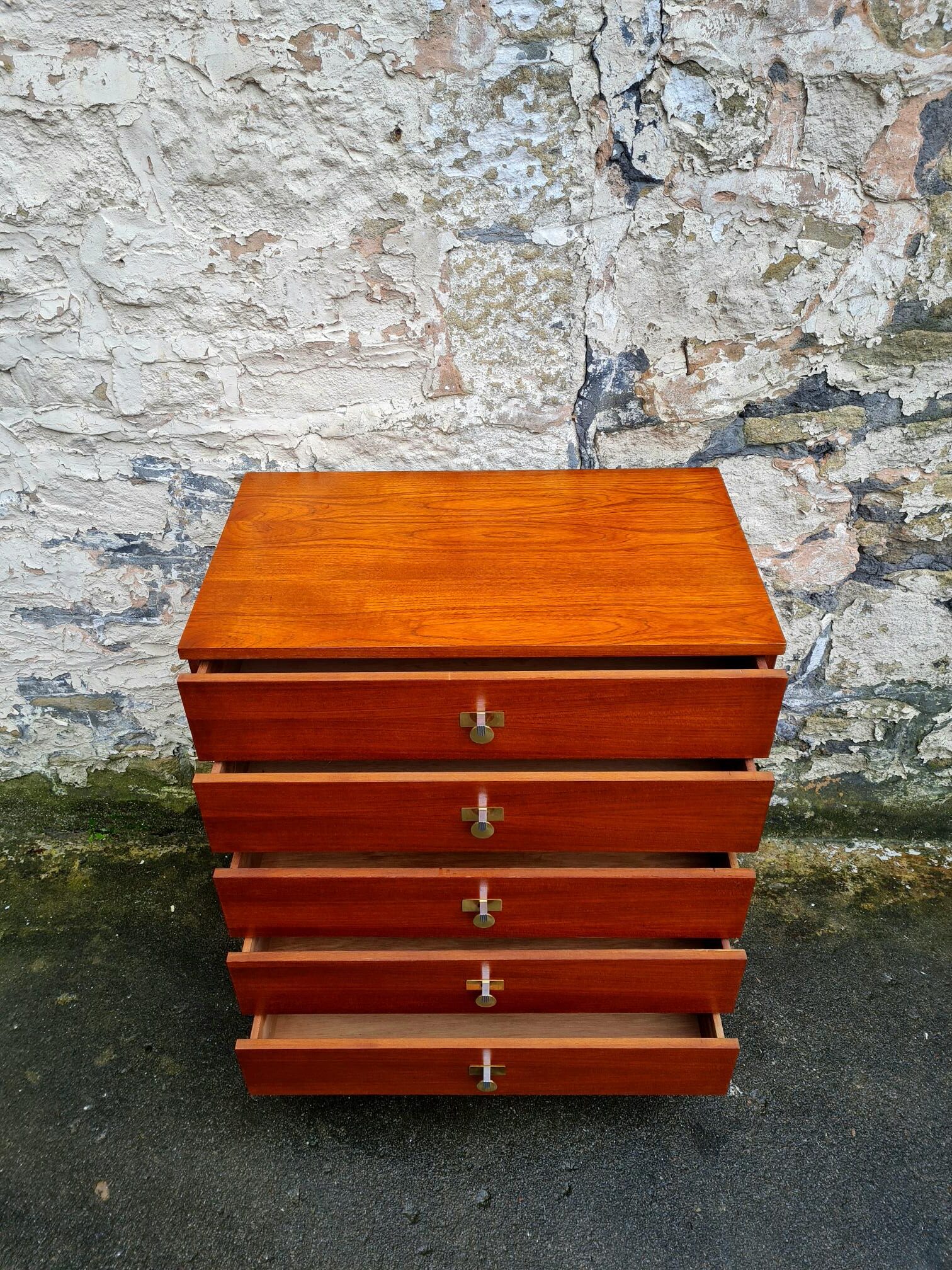 Vintage Chest Of Drawers Teak Five Drawers Cabinet