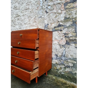 Vintage Chest Of Drawers Teak Five Drawers Cabinet