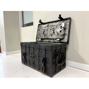 17th Century, Wrought Iron Strong Box / Armada Chest