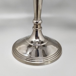 1950s Stunning Candelabra for Three Candles in Stainless Steel. Handmade. Made in Italy