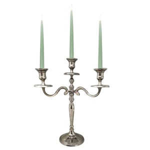 1950s Stunning Candelabra for Three Candles in Stainless Steel. Handmade. Made in Italy
