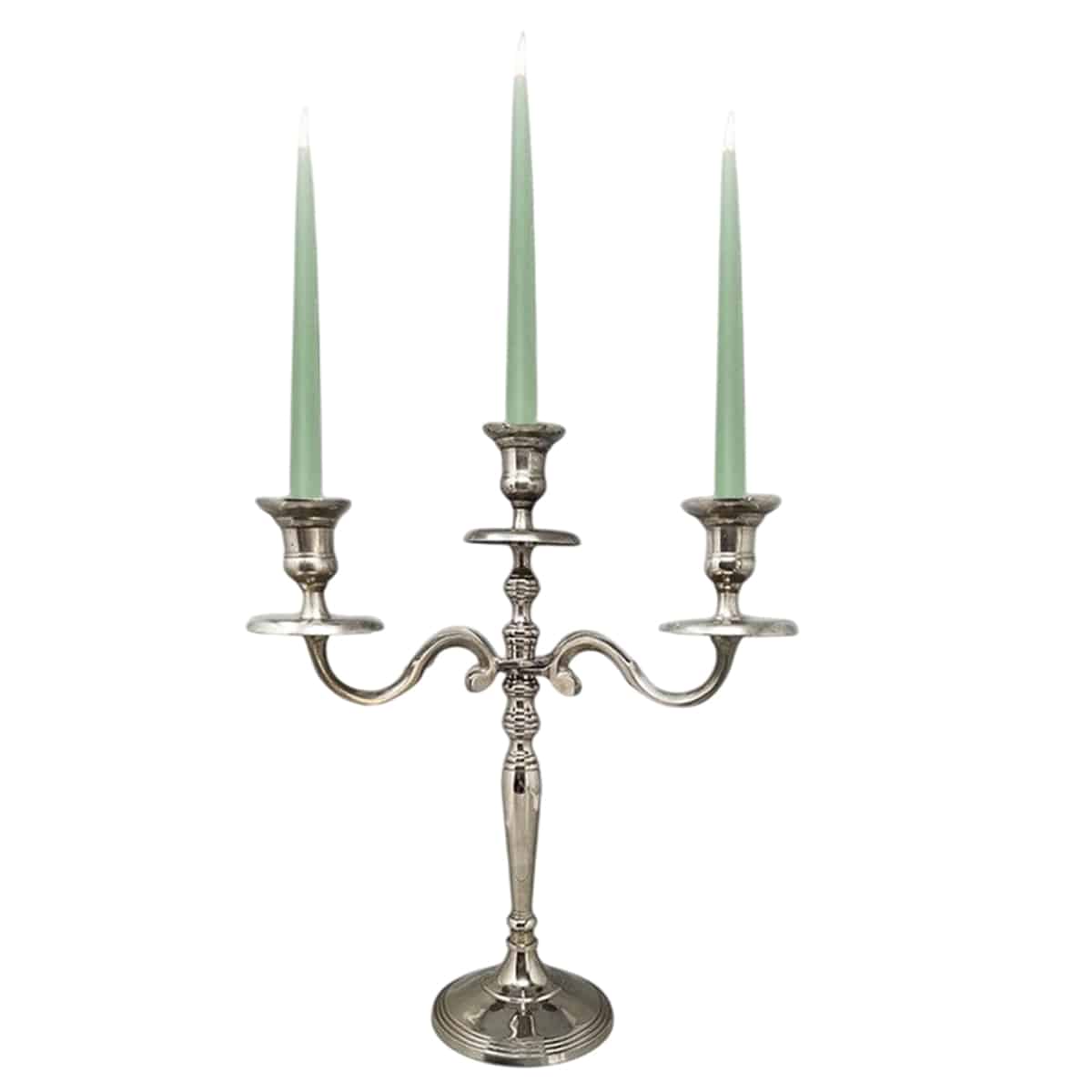 1950s Stunning Candelabra for Three Candles in Stainless Steel. Handmade. Made in Italy