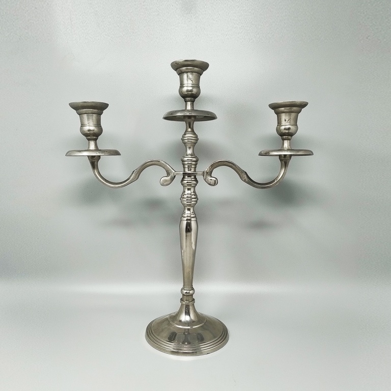 1950s Stunning Candelabra for Three Candles in Stainless Steel. Handmade. Made in Italy - Image 7
