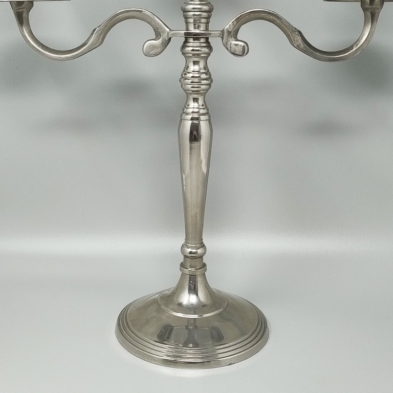 1950s Stunning Candelabra for Three Candles in Stainless Steel. Handmade. Made in Italy - Image 3