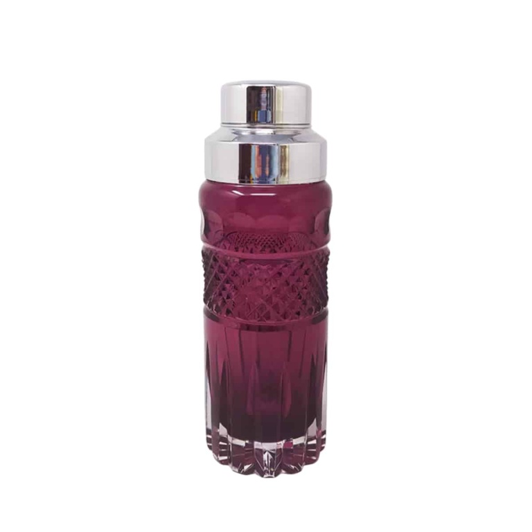 1960s Gorgeous Purple Bohemian Cut Glass Cocktail Shaker. Made in Italy