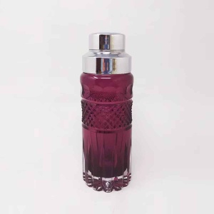 1960s Gorgeous Purple Bohemian Cut Glass Cocktail Shaker. Made in Italy