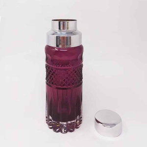 1960s Gorgeous Purple Bohemian Cut Glass Cocktail Shaker. Made in Italy