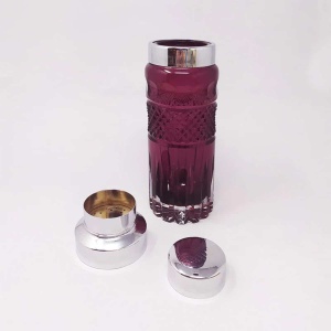 1960s Gorgeous Purple Bohemian Cut Glass Cocktail Shaker. Made in Italy