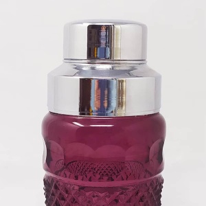 1960s Gorgeous Purple Bohemian Cut Glass Cocktail Shaker. Made in Italy