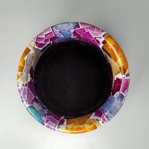 1990s Giuseppe Locci Polycrome Craquelé Vase in Sardinian Ceramic. Made in Italy