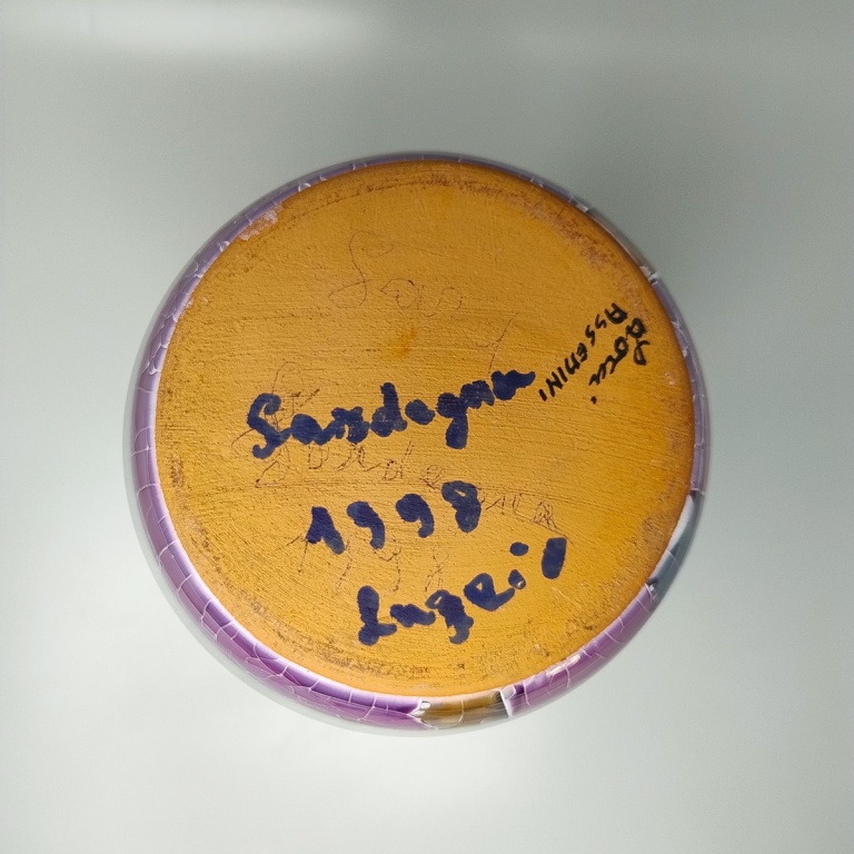 1990s Giuseppe Locci Polycrome Craquelé Vase in Sardinian Ceramic. Made in Italy - Image 7