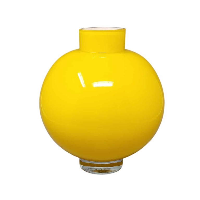 1970s Gorgeous Yellow Vase by Ind. Vetraria Valdarnese. Made in Italy