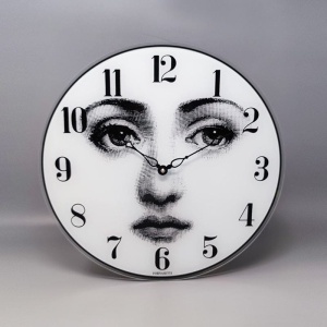 1990s Wall Clock in Glass by Fornasetti. Made in Italy